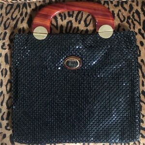 Vintage black metal mesh purse